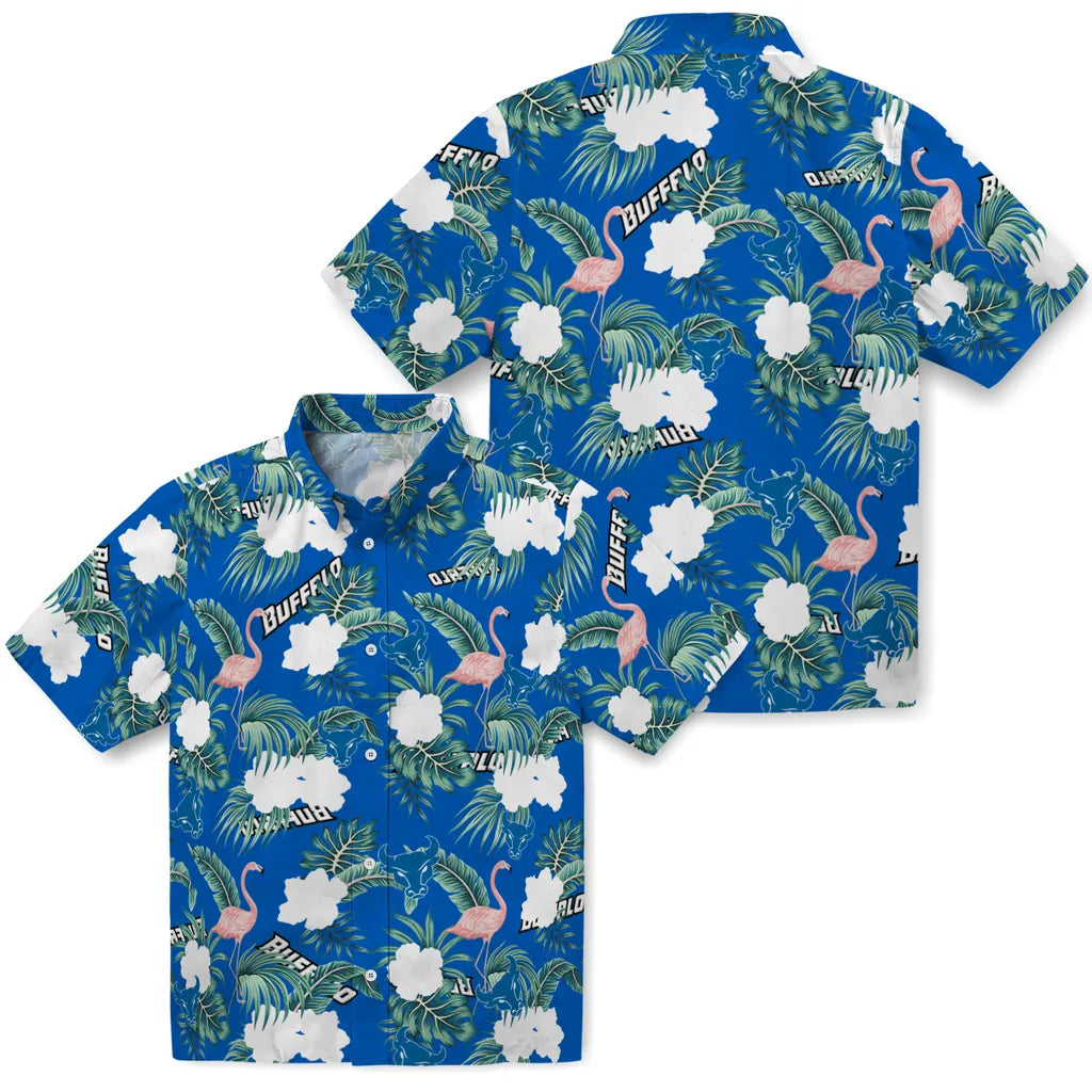 Buffalo Bulls Hawaiian Shirt - Flamingo and Hibiscus | Moonbestprint