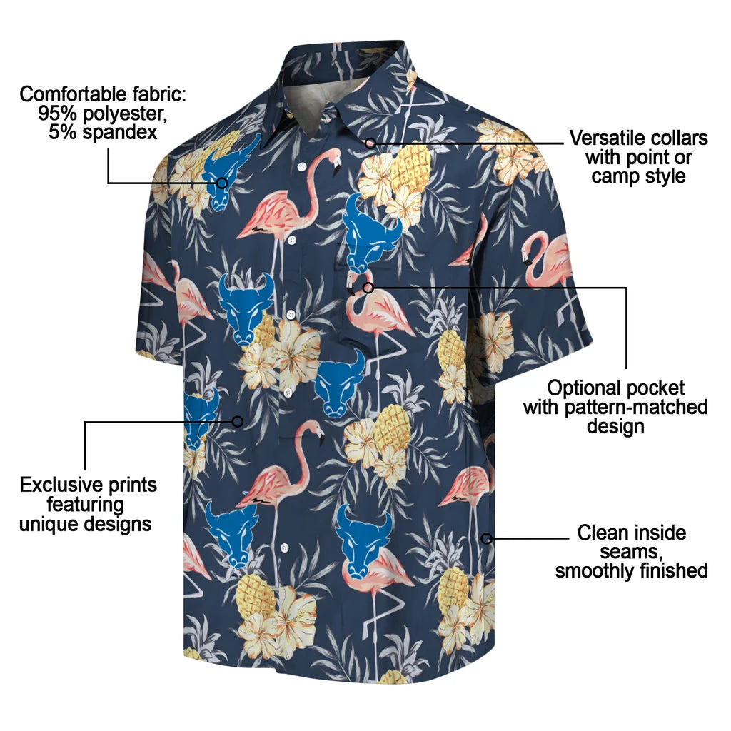 Buffalo Bulls Hawaiian Shirt - Flamingo Hibiscus | Moonbestprint