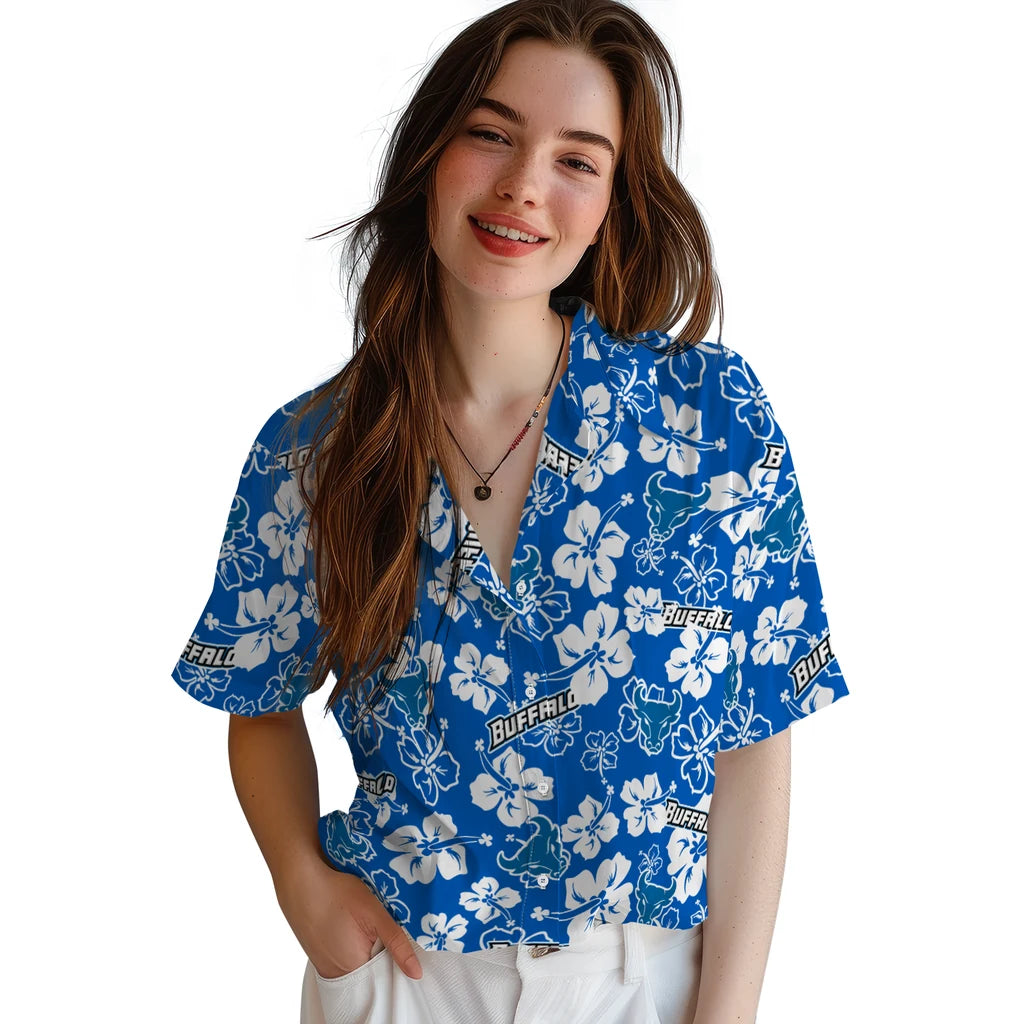 Buffalo Bulls Hawaiian Shirt - Hibiscus Flower Design | Moonbestprint