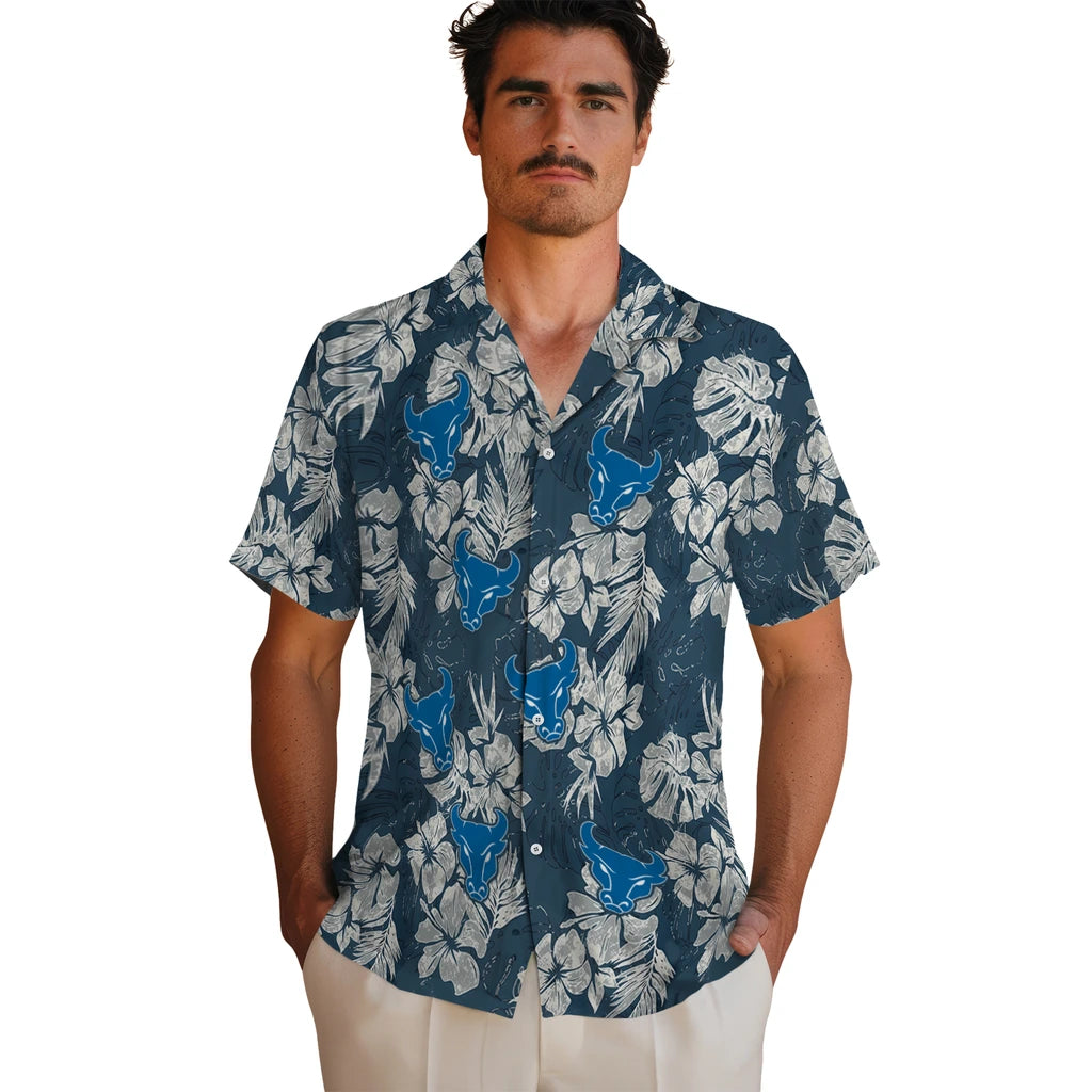 Buffalo Bulls Hawaiian Shirt - Hibiscus Flowers | Moonbestprint