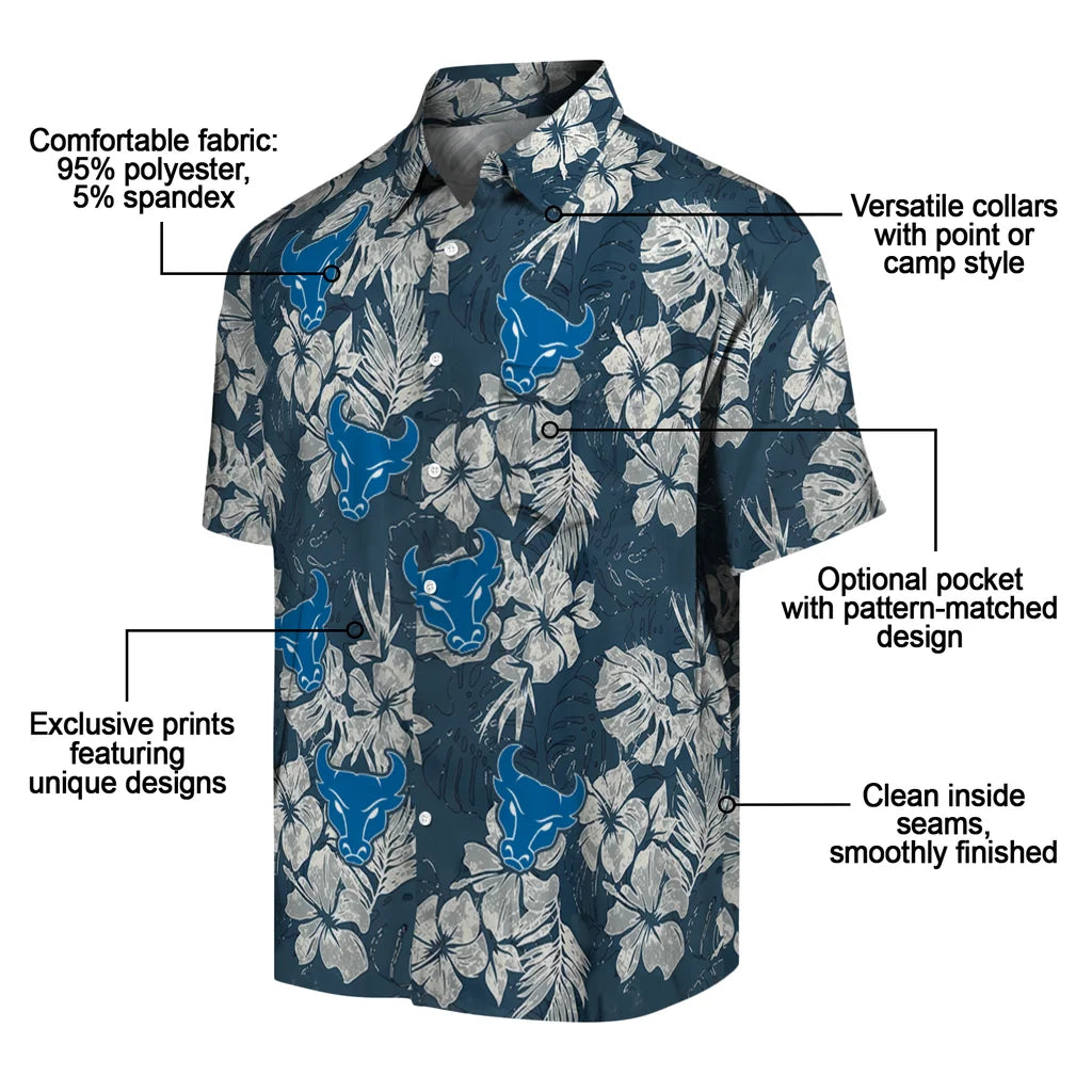 Buffalo Bulls Hawaiian Shirt - Hibiscus Flowers | Moonbestprint