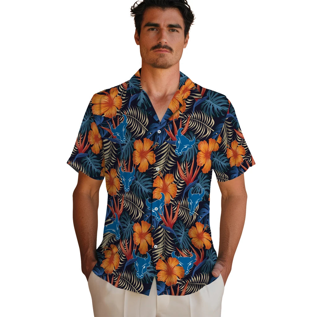 Buffalo Bulls Hawaiian Shirt - Hibiscus Foliage | Moonbestprint