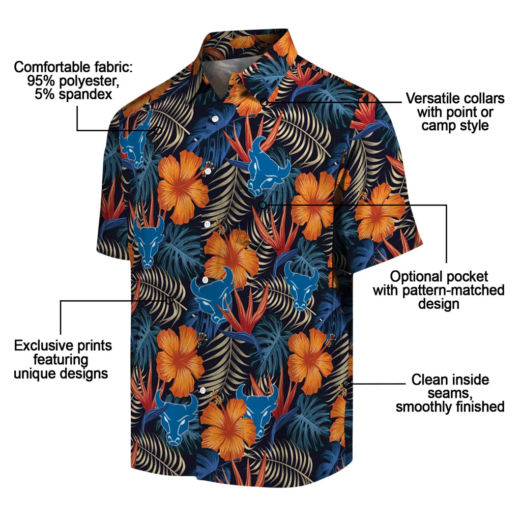 Buffalo Bulls Hawaiian Shirt - Hibiscus Foliage | Moonbestprint