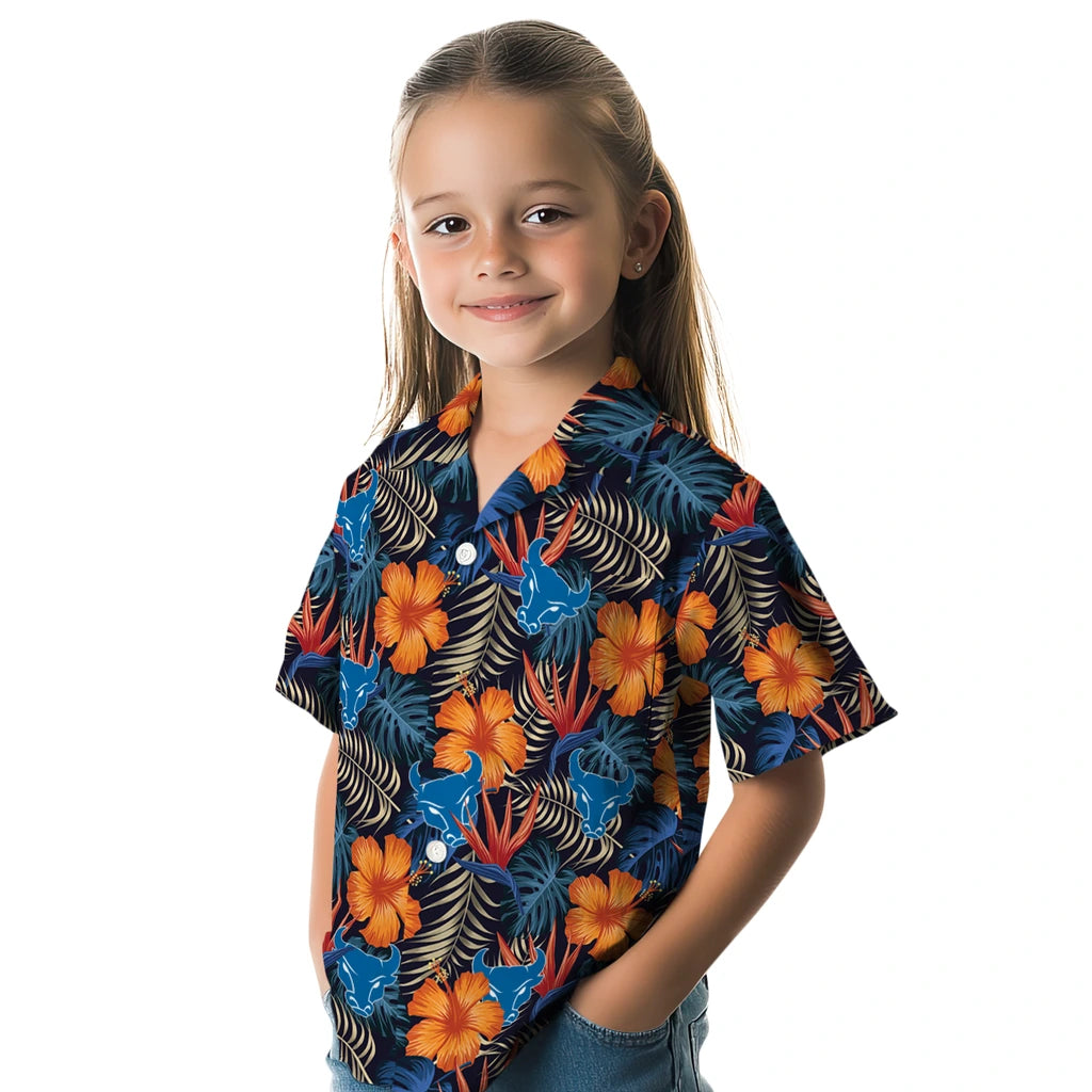 Buffalo Bulls Hawaiian Shirt - Hibiscus Foliage | Moonbestprint