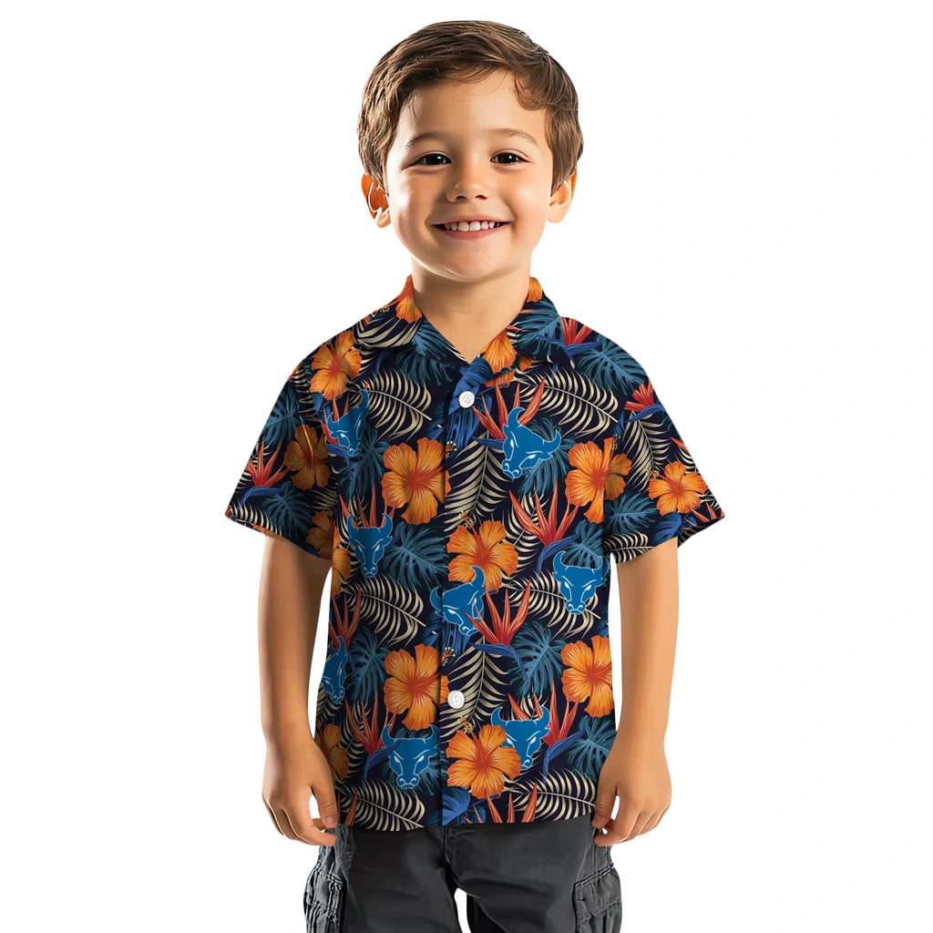 Buffalo Bulls Hawaiian Shirt - Hibiscus Foliage | Moonbestprint