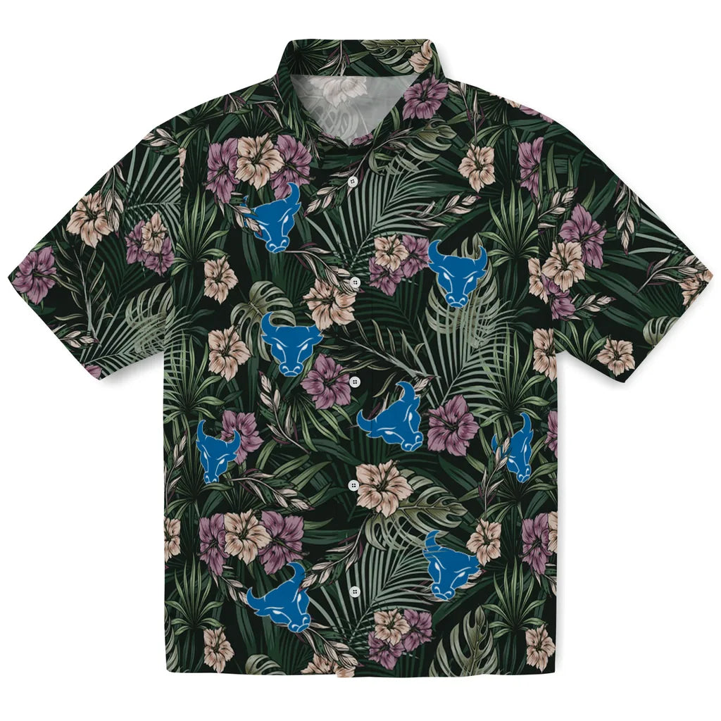 Buffalo Bulls Hawaiian Shirt - Hibiscus Leaves Pattern | Moonbestprint