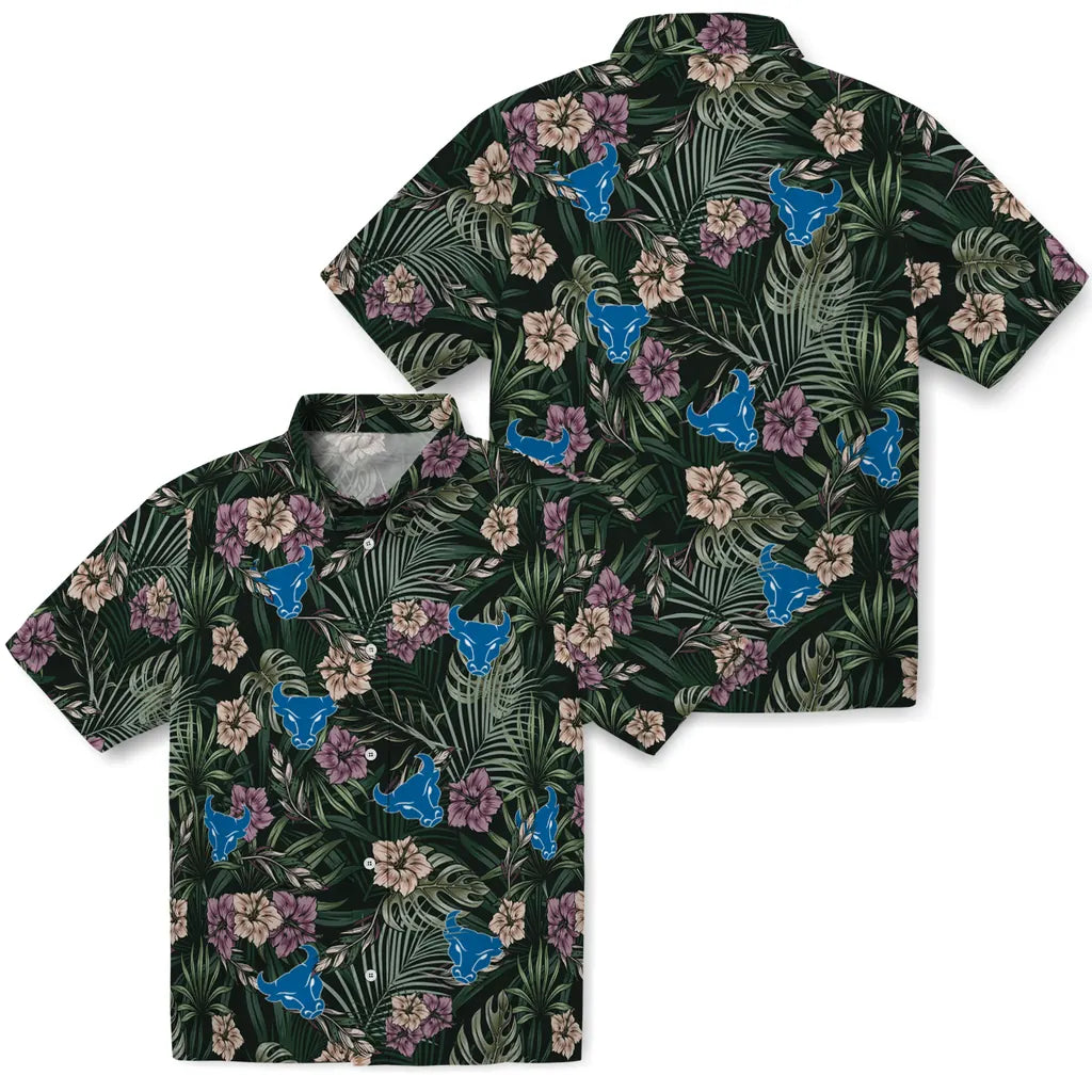 Buffalo Bulls Hawaiian Shirt - Hibiscus Leaves Pattern | Moonbestprint
