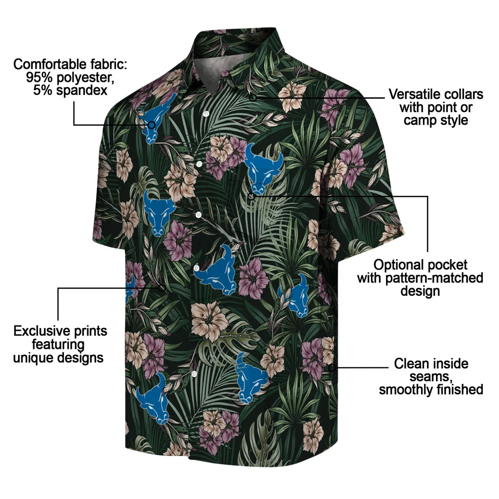 Buffalo Bulls Hawaiian Shirt - Hibiscus Leaves Pattern | Moonbestprint