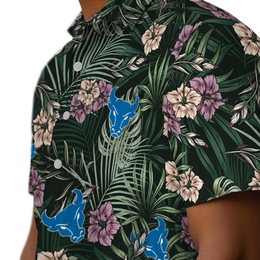 Buffalo Bulls Hawaiian Shirt - Hibiscus Leaves Pattern | Moonbestprint