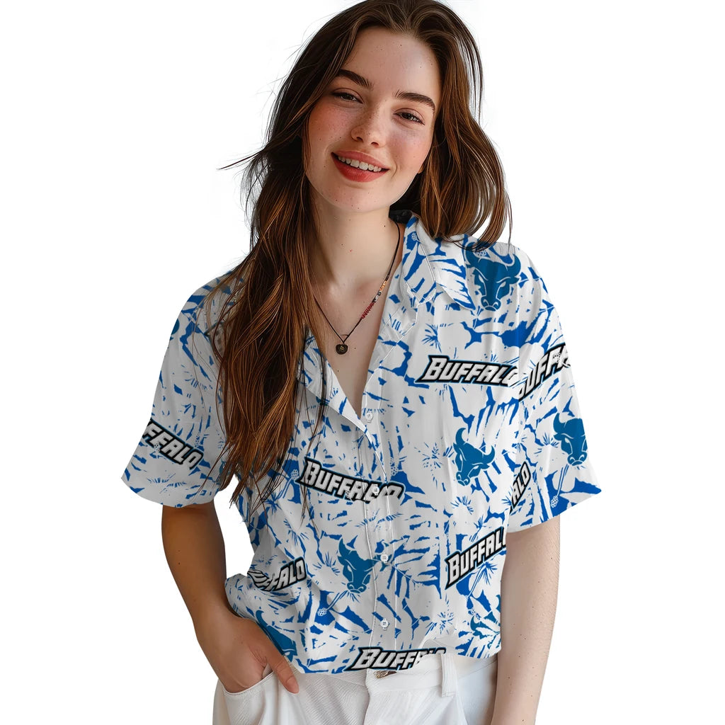 Buffalo Bulls Hawaiian Shirt - Hibiscus Overlay | Moonbestprint