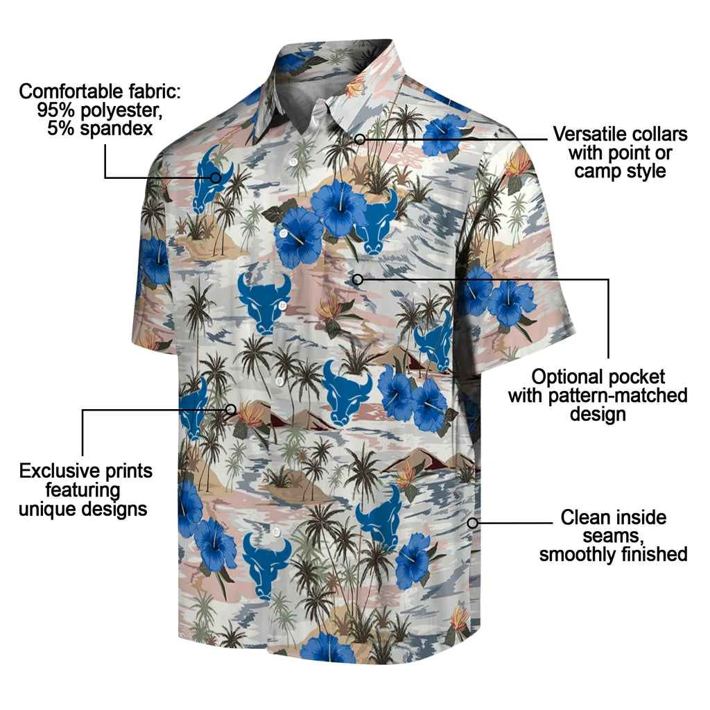 Buffalo Bulls Hawaiian Shirt - Hibiscus Seaside | Moonbestprint