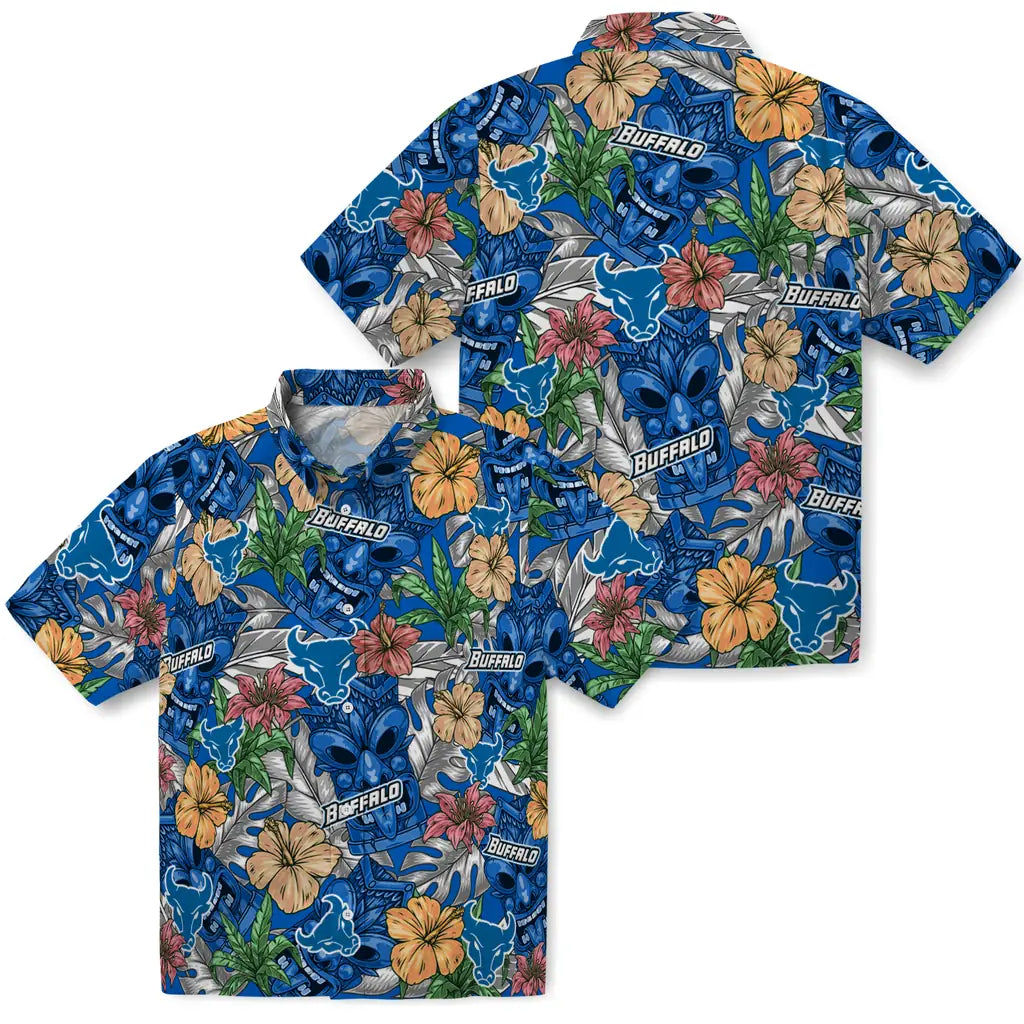 Buffalo Bulls Hawaiian Shirt - Hibiscus Tiki Jungle | Moonbestprint
