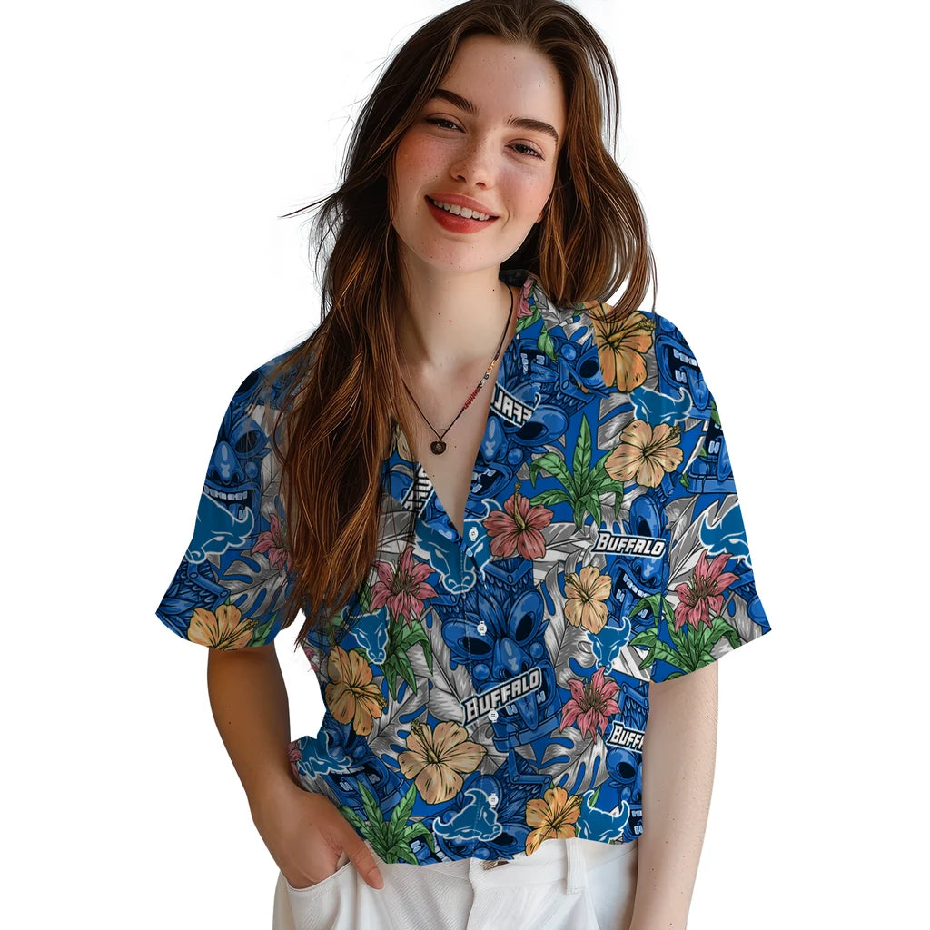 Buffalo Bulls Hawaiian Shirt - Hibiscus Tiki Jungle | Moonbestprint