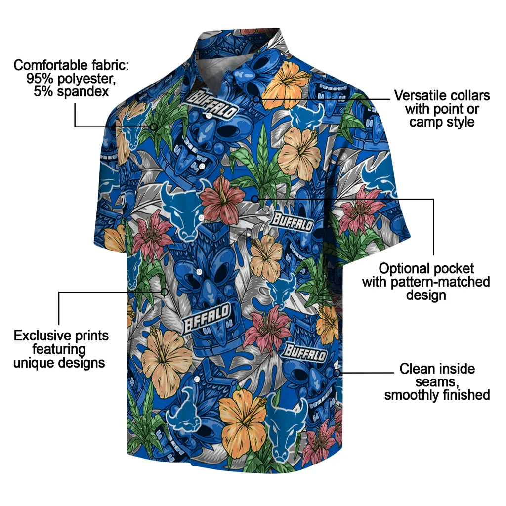 Buffalo Bulls Hawaiian Shirt - Hibiscus Tiki Jungle | Moonbestprint
