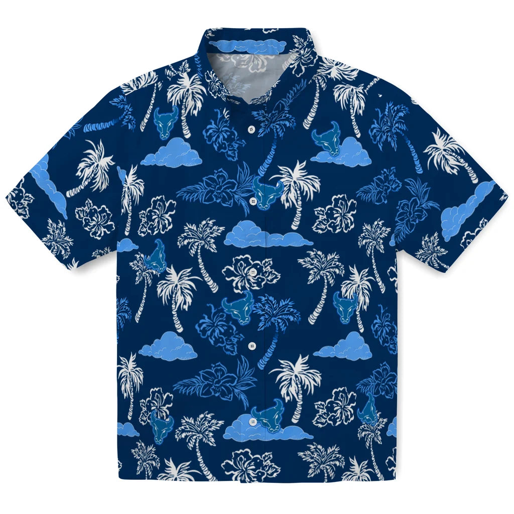 Buffalo Bulls Hawaiian Shirt - Palm And Clouds | Moonbestprint