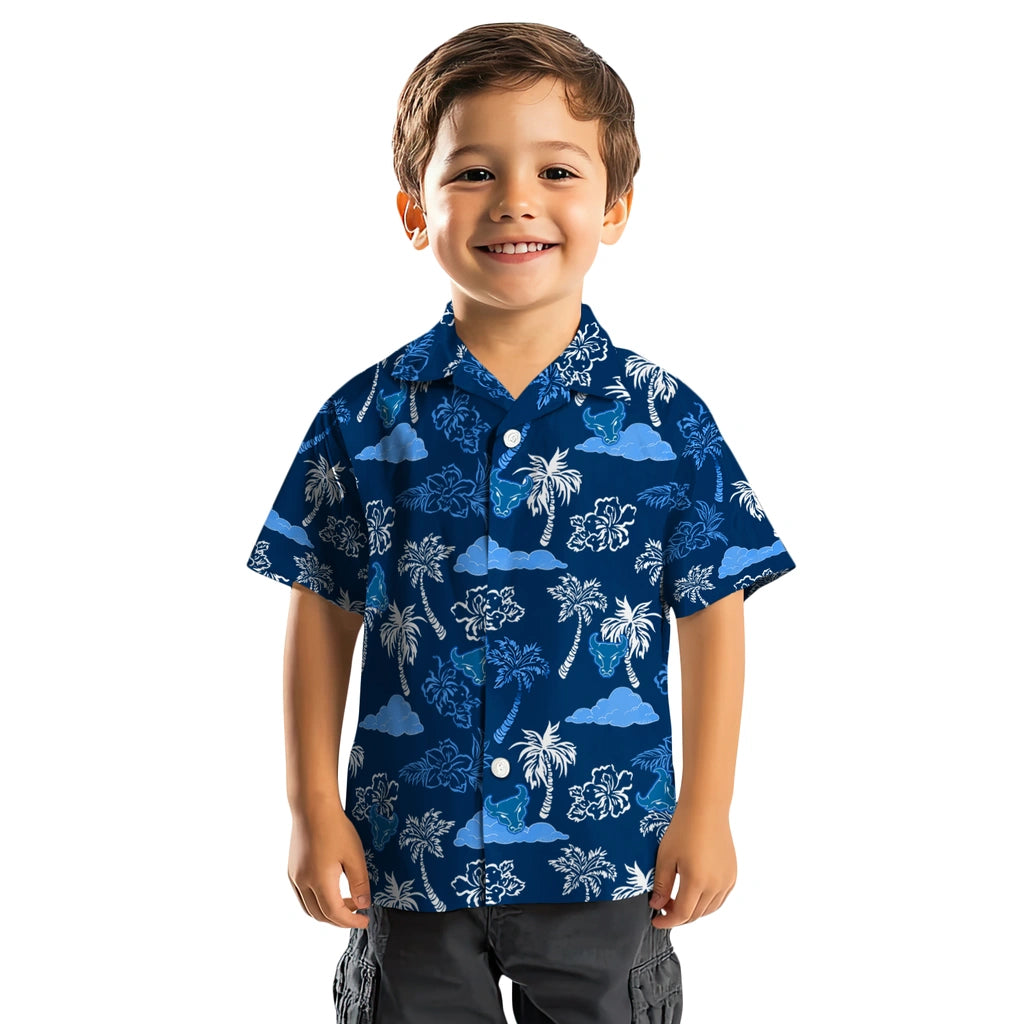 Buffalo Bulls Hawaiian Shirt - Palm And Clouds | Moonbestprint