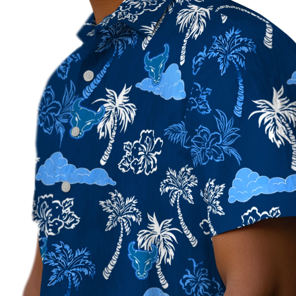 Buffalo Bulls Hawaiian Shirt - Palm And Clouds | Moonbestprint