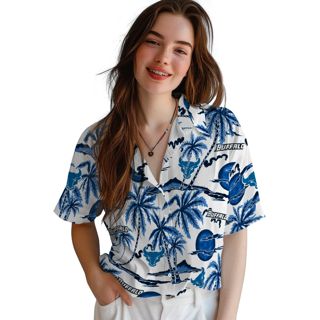 Buffalo Bulls Hawaiian Shirt - Palm Sunset | Moonbestprint
