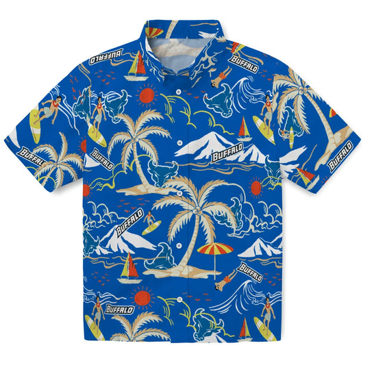 Buffalo Bulls Hawaiian Shirt - Palm Tree Island | Moonbestprint