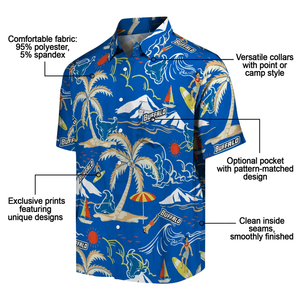 Buffalo Bulls Hawaiian Shirt - Palm Tree Island | Moonbestprint