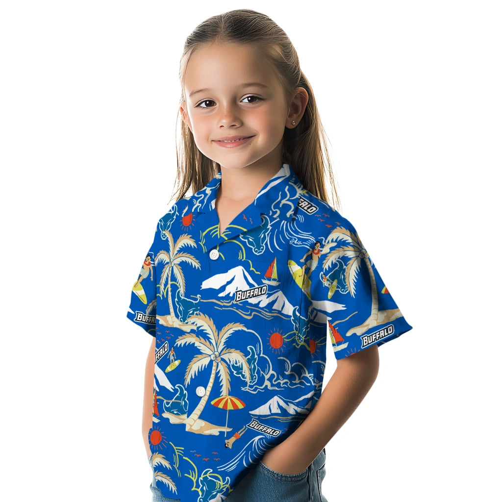 Buffalo Bulls Hawaiian Shirt - Palm Tree Island | Moonbestprint