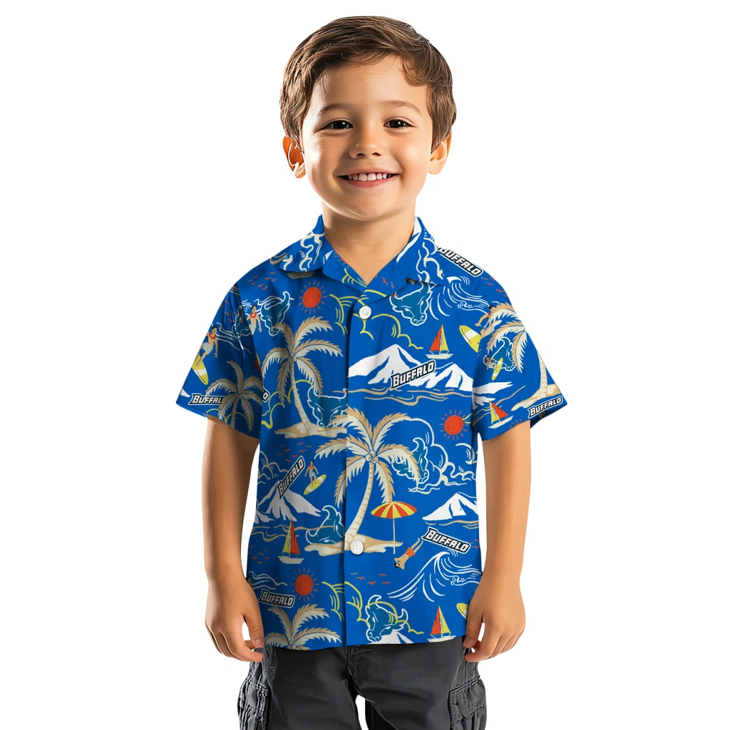 Buffalo Bulls Hawaiian Shirt - Palm Tree Island | Moonbestprint