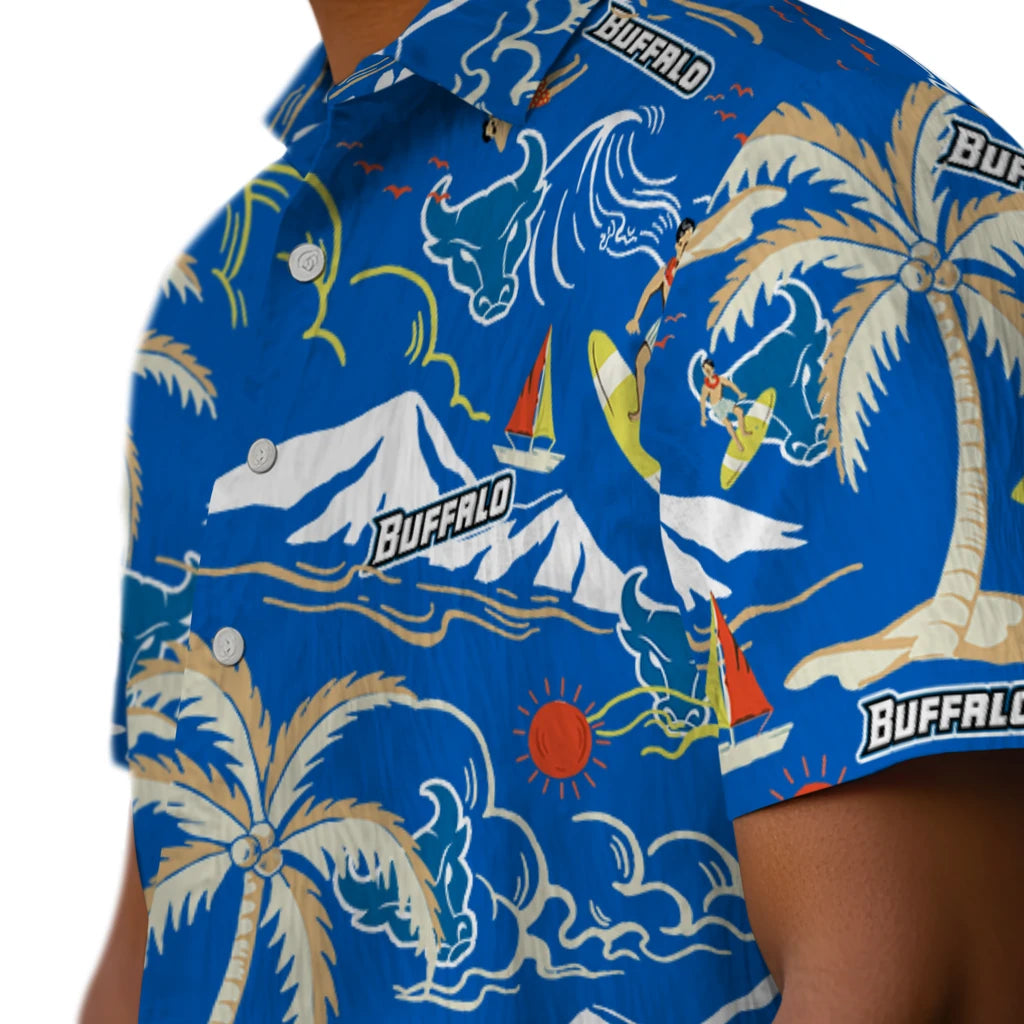 Buffalo Bulls Hawaiian Shirt - Palm Tree Island | Moonbestprint