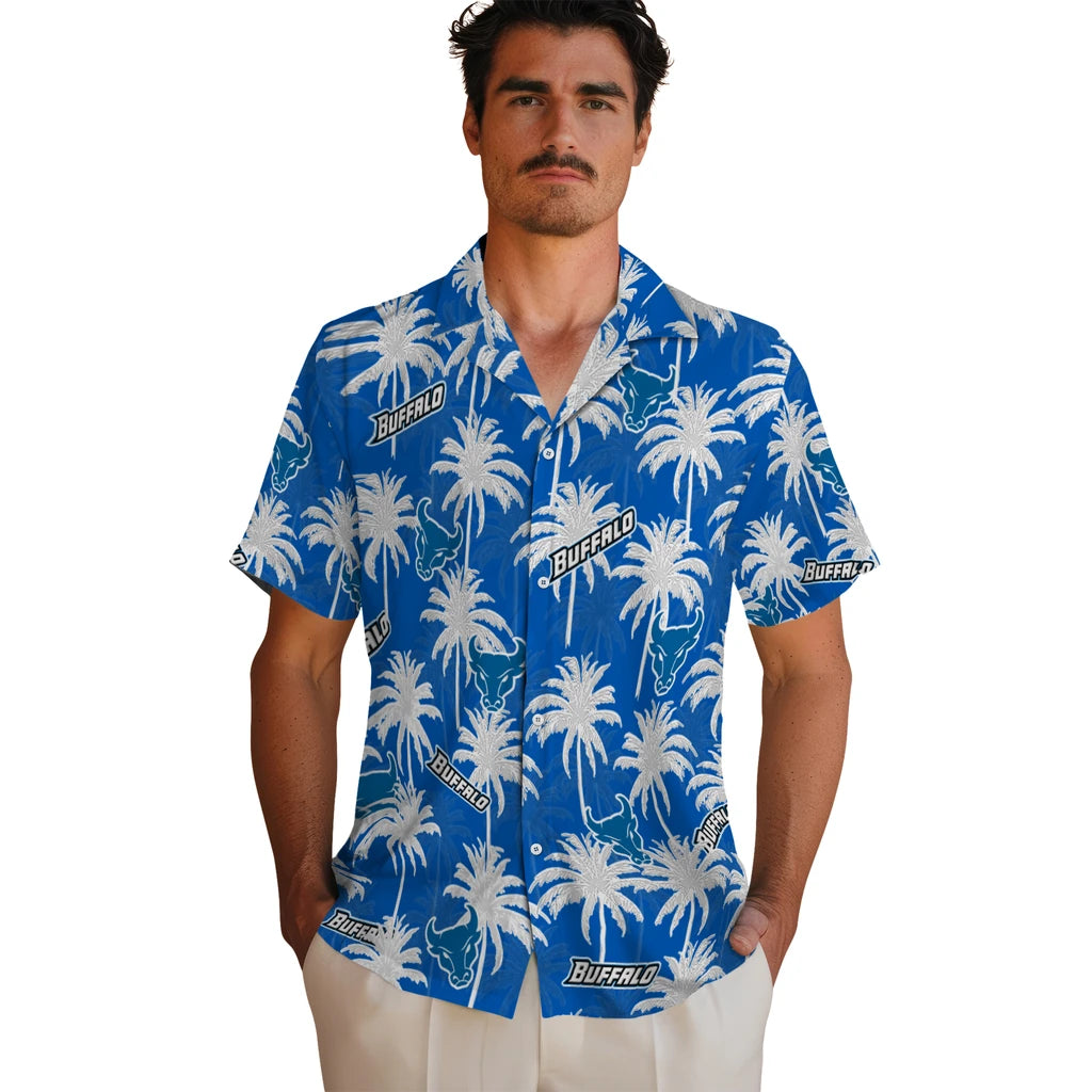 Buffalo Bulls Hawaiian Shirt - Palm Tree Motif | Moonbestprint