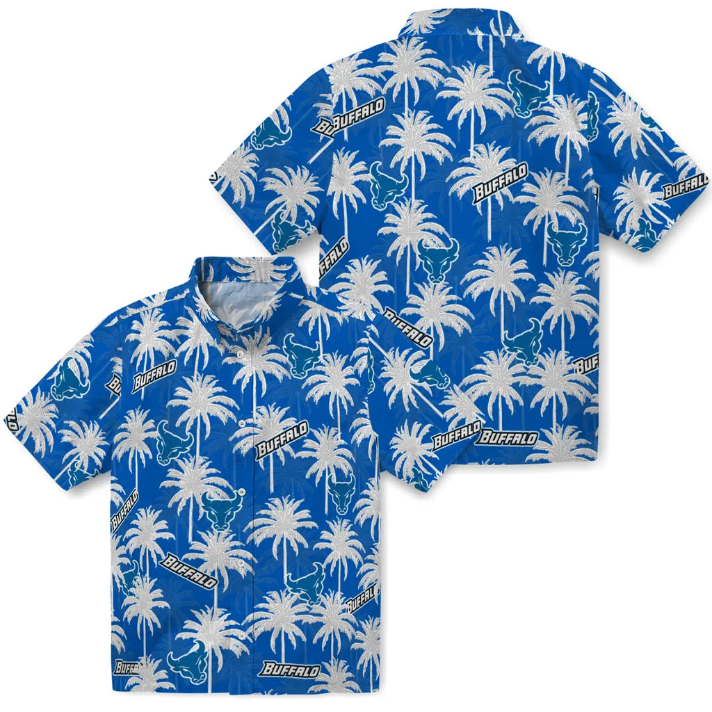 Buffalo Bulls Hawaiian Shirt - Palm Tree Motif | Moonbestprint