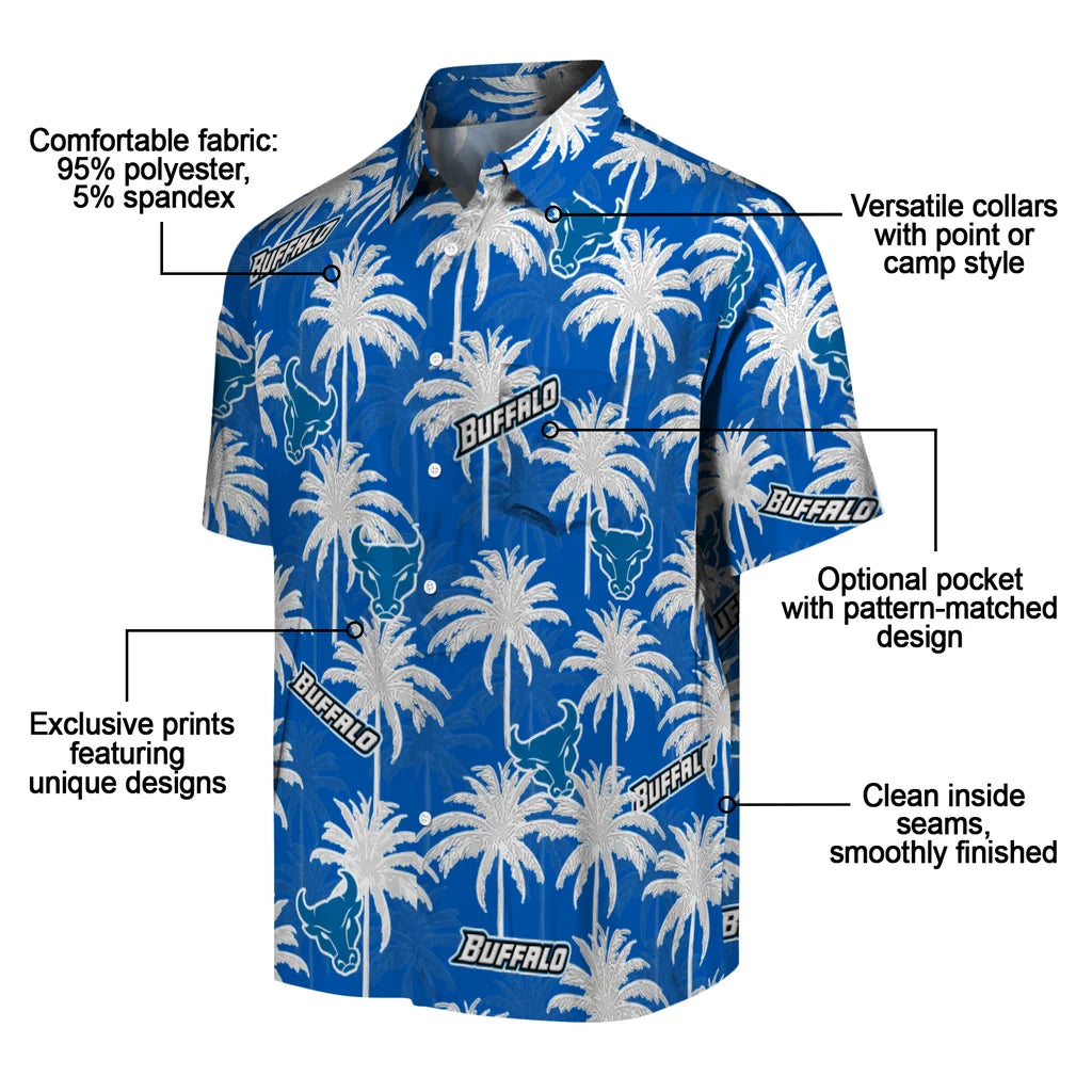 Buffalo Bulls Hawaiian Shirt - Palm Tree Motif | Moonbestprint