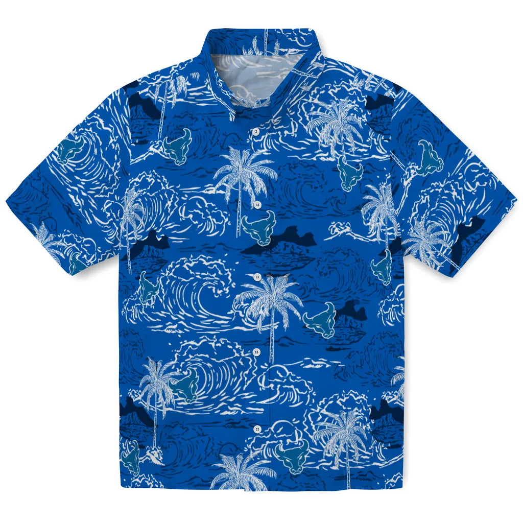 Buffalo Bulls Hawaiian Shirt - Wave Palm | Moonbestprint