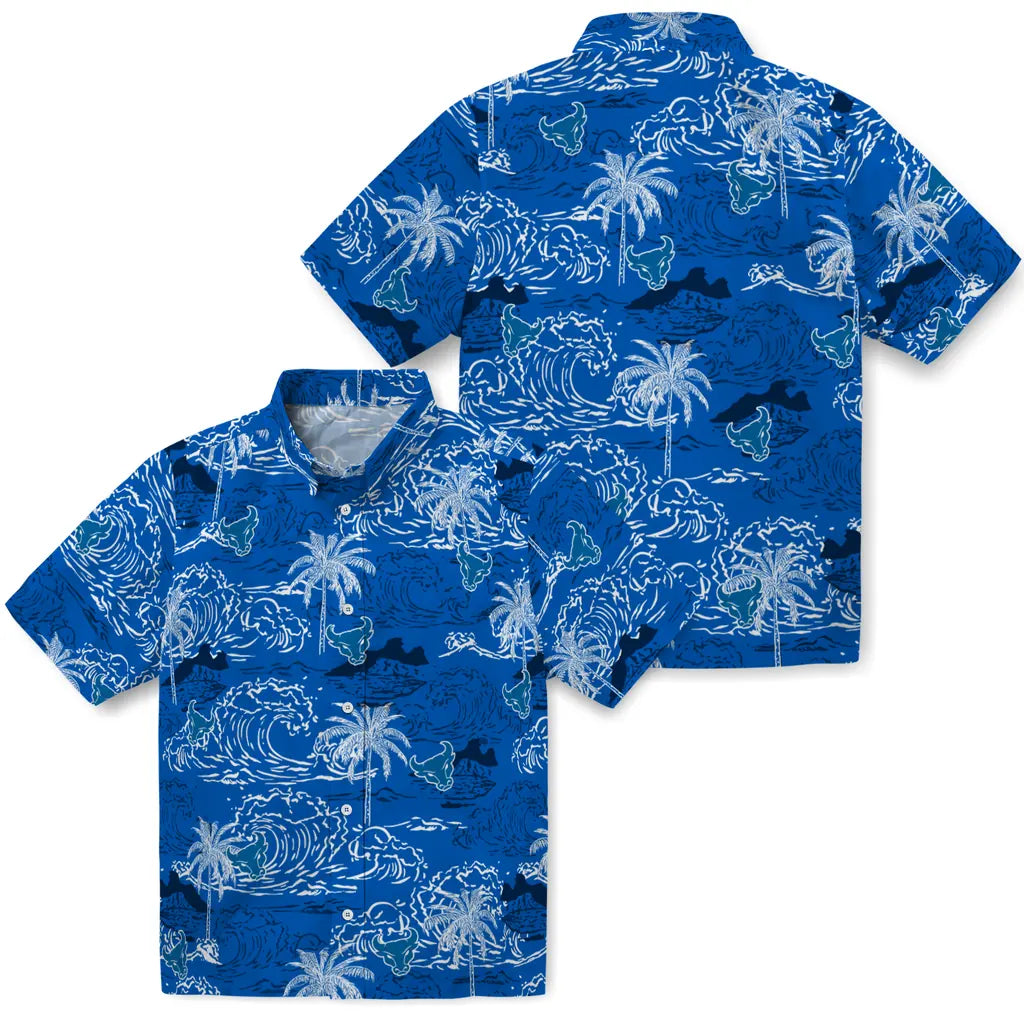 Buffalo Bulls Hawaiian Shirt - Wave Palm | Moonbestprint
