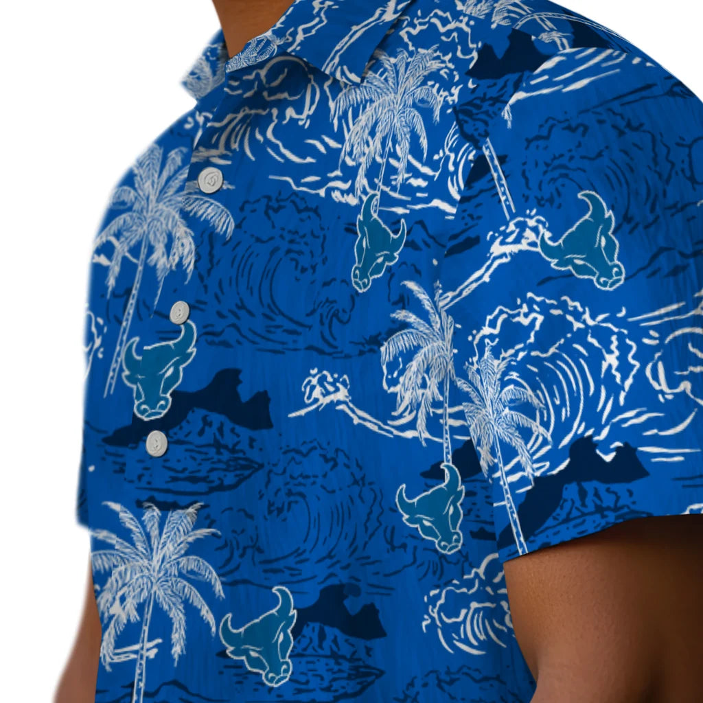 Buffalo Bulls Hawaiian Shirt - Wave Palm | Moonbestprint