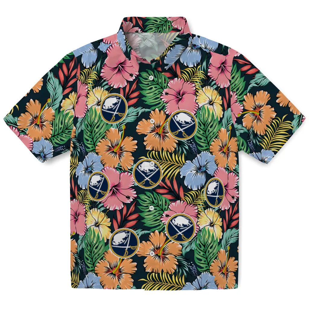 Buffalo Sabres Hawaiian Shirt - Brilliant Hibiscus Garden | Moonbestprint