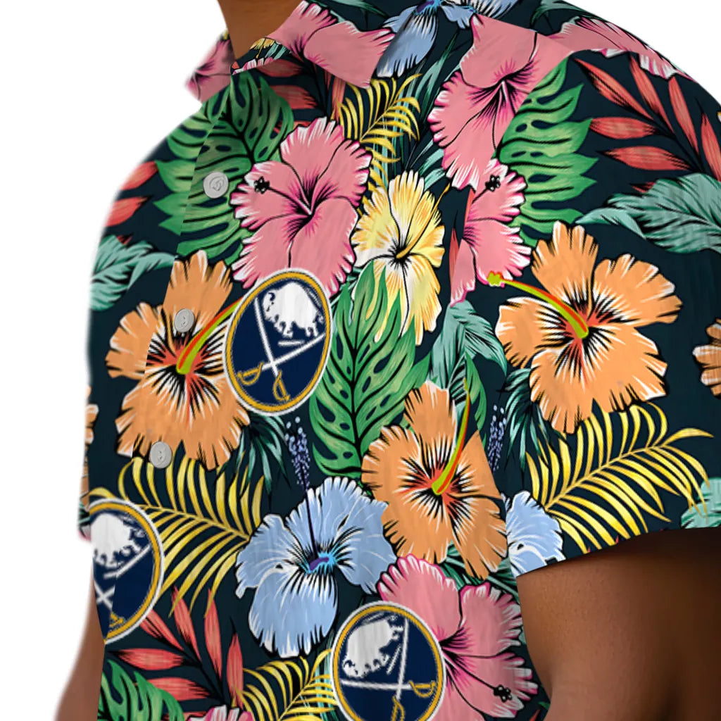 Buffalo Sabres Hawaiian Shirt - Brilliant Hibiscus Garden – Moonbestprint