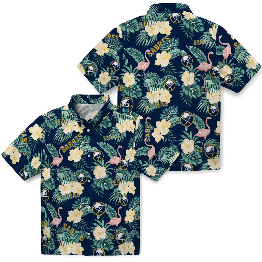 Buffalo Sabres Hawaiian Shirt - Flamingo and Hibiscus – Moonbestprint