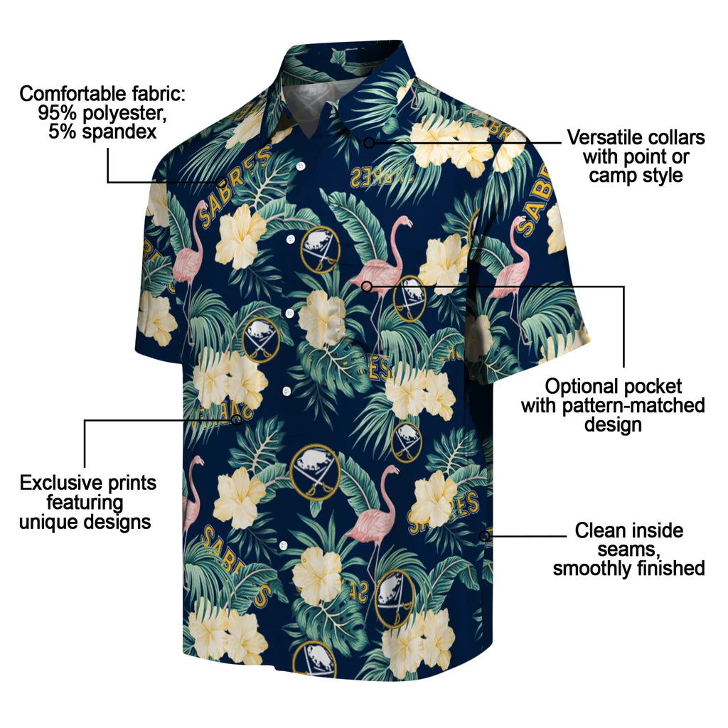 Buffalo Sabres Hawaiian Shirt - Flamingo and Hibiscus – Moonbestprint