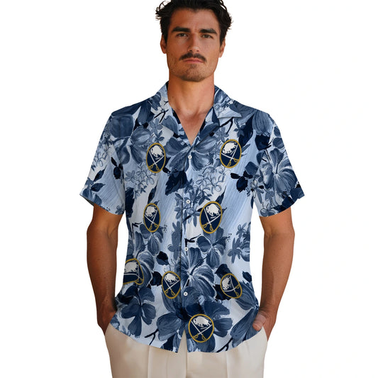 Buffalo Sabres Hawaiian Shirt - Hibiscus Arrangement - Moonbestprint