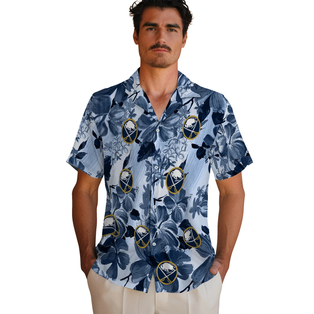 Buffalo Sabres Hawaiian Shirt - Hibiscus Arrangement – Moonbestprint