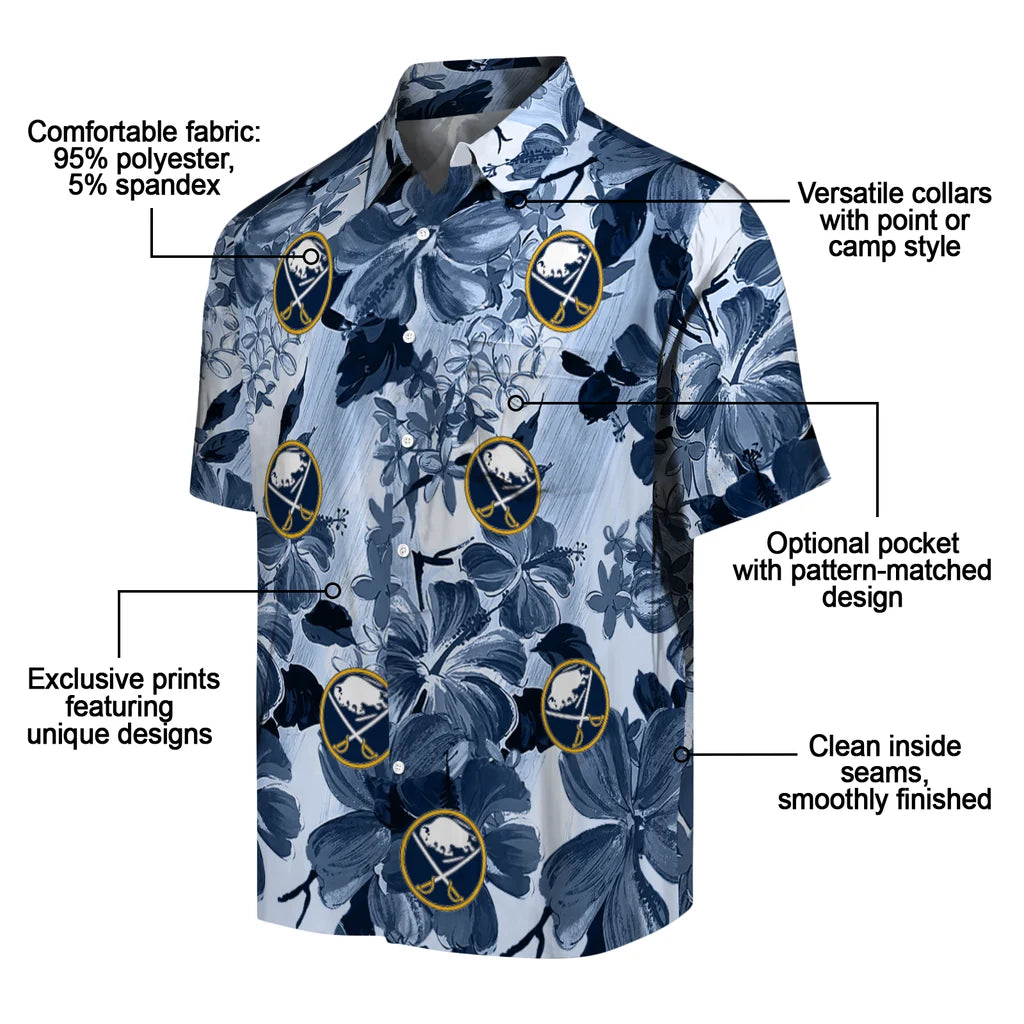 Buffalo Sabres Hawaiian Shirt - Hibiscus Arrangement – Moonbestprint