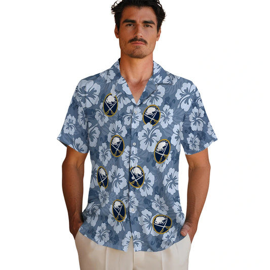 Buffalo Sabres Hawaiian Shirt - Hibiscus Cluster - Moonbestprint