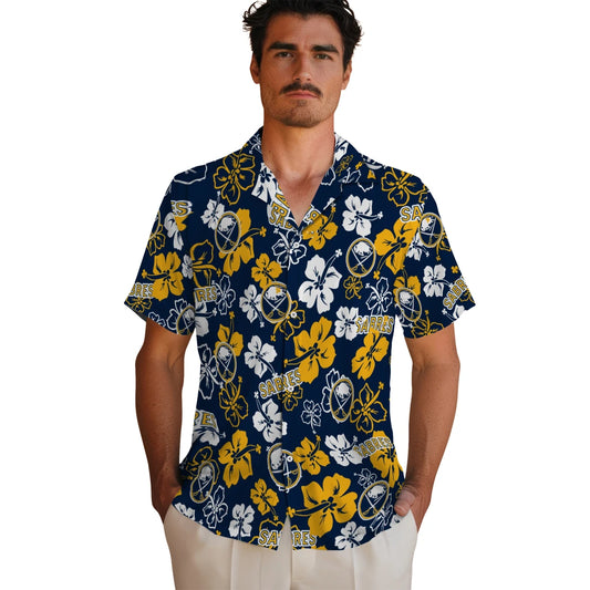 Buffalo Sabres Hawaiian Shirt - Hibiscus Flower Design | Moonbestprint