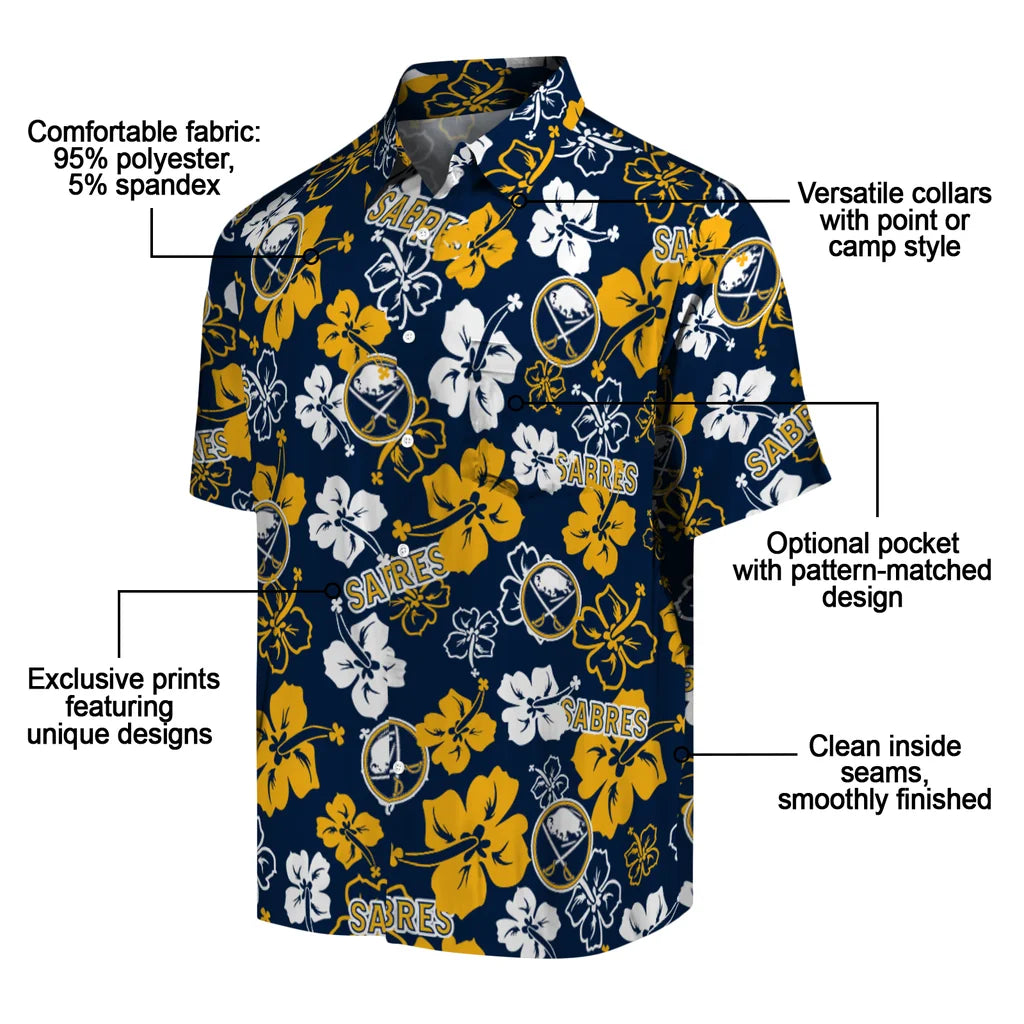 Buffalo Sabres Hawaiian Shirt - Hibiscus Flower Design – Moonbestprint