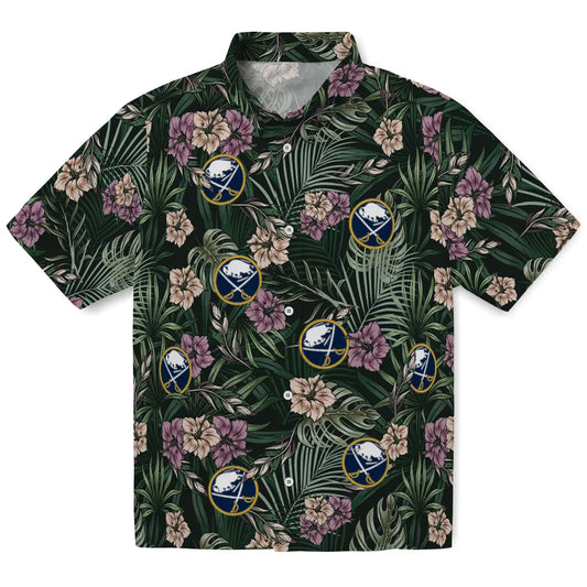 Buffalo Sabres Hawaiian Shirt - Hibiscus Leaves Pattern | Moonbestprint