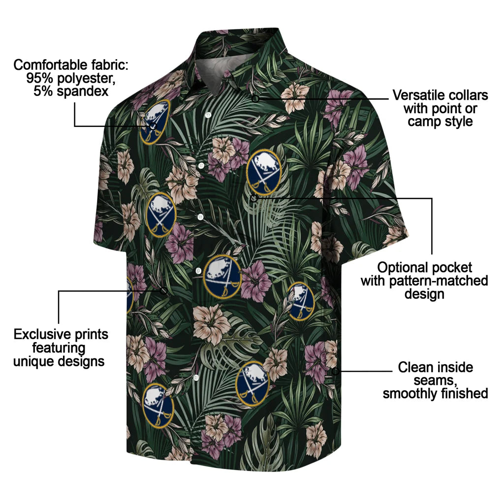 Buffalo Sabres Hawaiian Shirt - Hibiscus Leaves Pattern – Moonbestprint