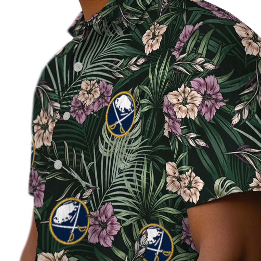 Buffalo Sabres Hawaiian Shirt - Hibiscus Leaves Pattern – Moonbestprint