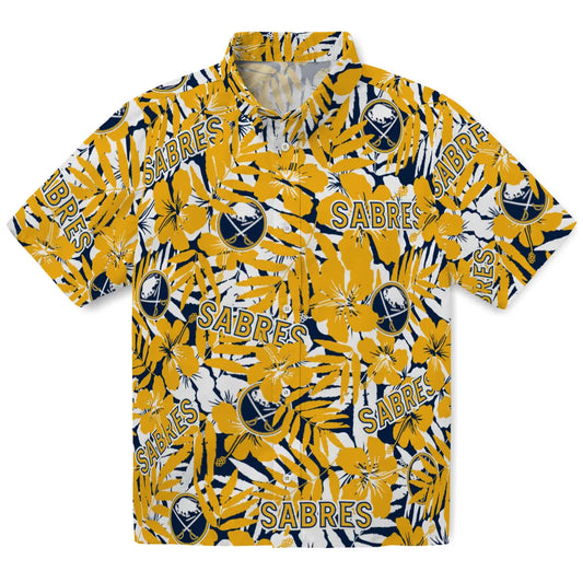 Buffalo Sabres Hawaiian Shirt - Hibiscus Overlay - Moonbestprint