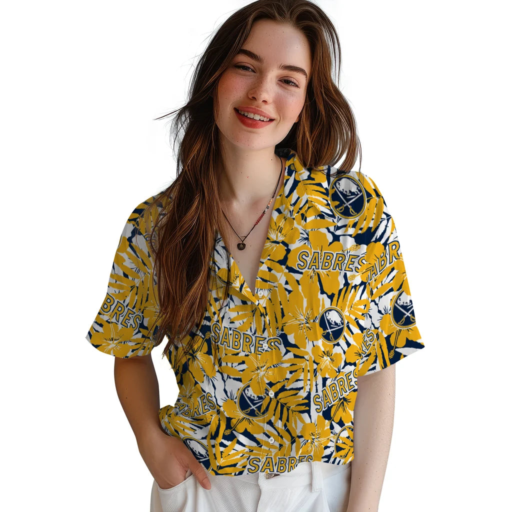 Buffalo Sabres Hawaiian Shirt - Hibiscus Overlay – Moonbestprint