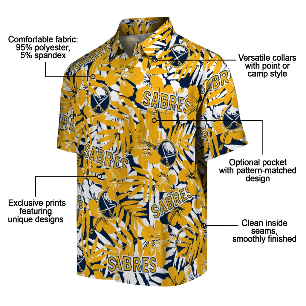 Buffalo Sabres Hawaiian Shirt - Hibiscus Overlay – Moonbestprint