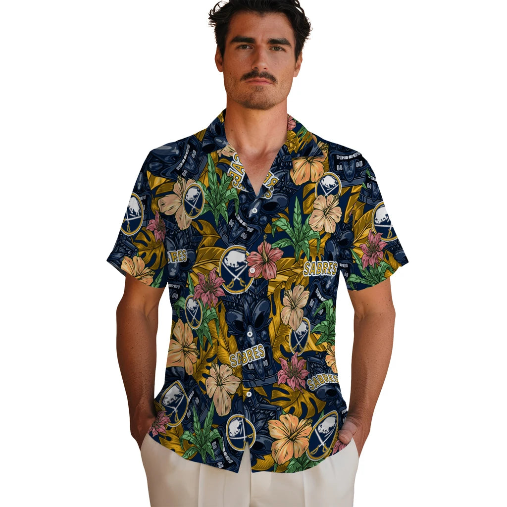 Buffalo Sabres Hawaiian Shirt - Hibiscus Tiki Jungle – Moonbestprint